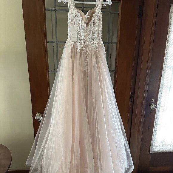 NWT Nox Anabel C1107W Tulle Prom Dress White & Nude Size 2 - Picture 8 of 8